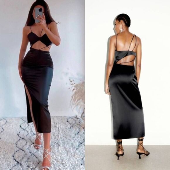 ZARA ASYMMETRIC MIDI DRESS M NWT - Picture 4 of 12